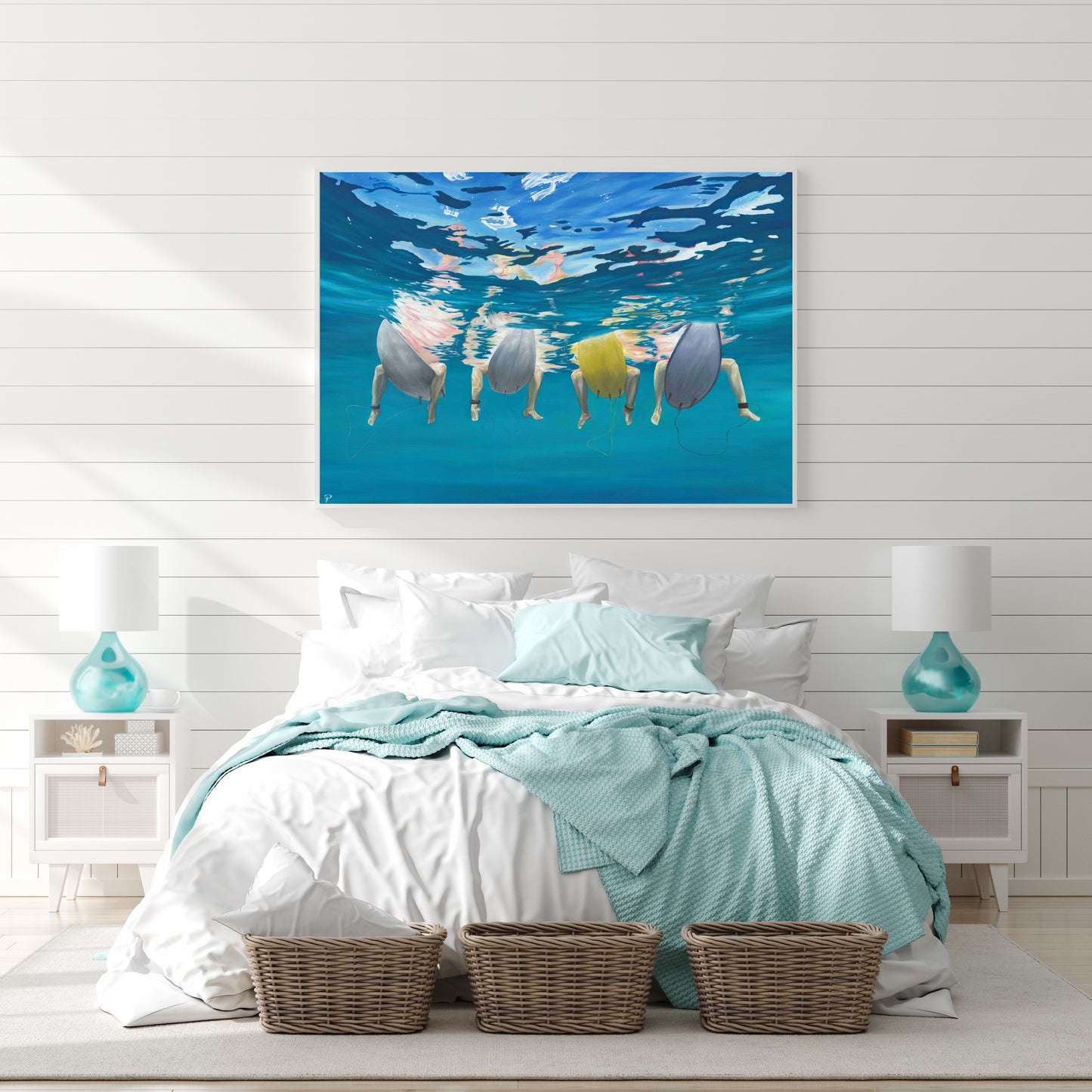 Limited edition print of contemporary surf art oil painting by Cornish artist, Phoebe Pocock.